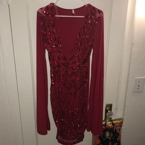 Red Sequin Bodycon Dress
